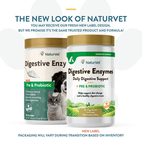 NaturVet Digestive Enzymes Powder with Prebiotics & Probiotics