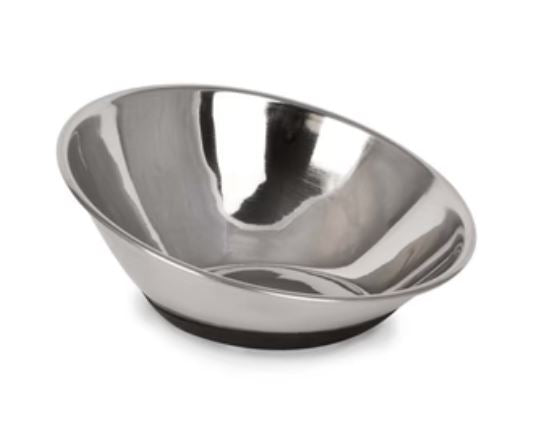 OurPets Tilt-A-Bowl Rubber-Bonded Stainless Steel Dog Bowl (Small Silver)