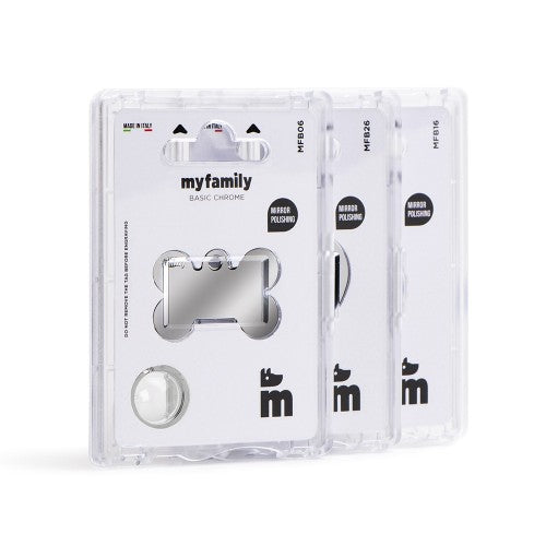 MyFamily ID Tag Basic Collection Small Bone in Chrome Plated Brass (Small, Chrome)