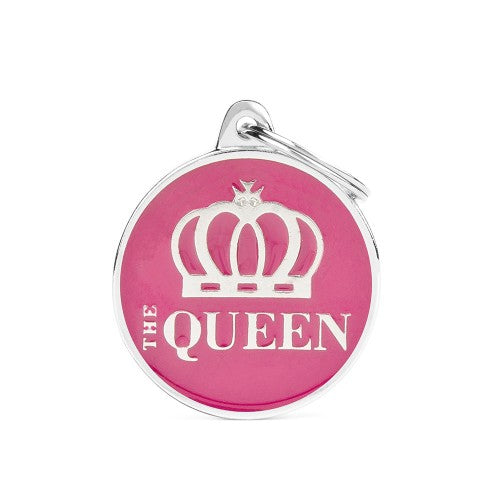 MyFamily ID Tag Big Circle The Queen (Grande, Pink)