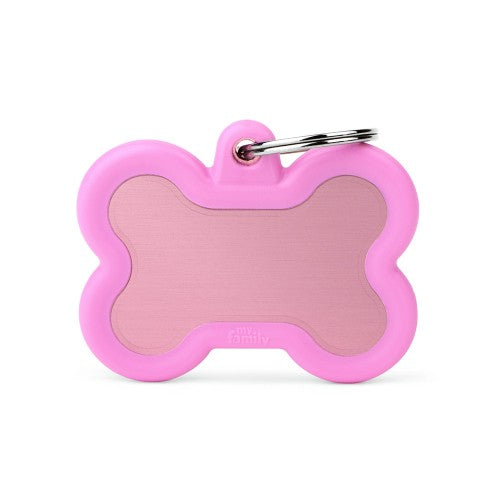 Myfamily Id Tag Hushtag Collection Aluminium Pink Bone With Pink Rubber (Media, Pink)