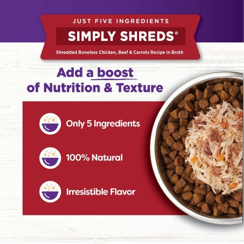 Wellness Bowl Bowl Boosters Simply Shreds Chicken, Beef & Carrots Wet Dog Food