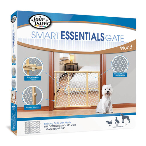 Four Paws® Locking Wood Gate with Mesh