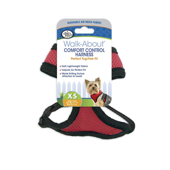 Four Paws® Comfort Control Harness for Dogs (Red, X-Small)