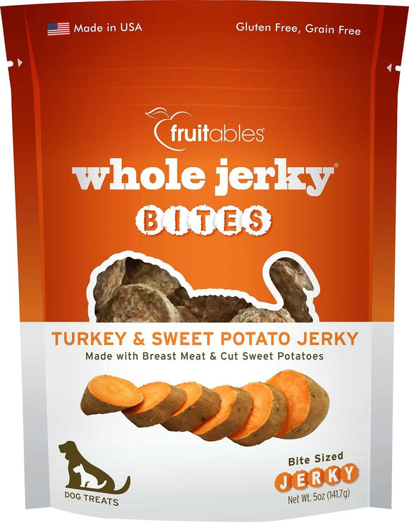 Fruitables Whole Jerky Bites Turkey & Sweet Potato Dog Treats (5 oz)
