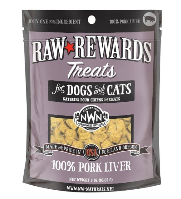 Northwest Naturals Raw Rewards Freeze-Dried Pork Liver Dog & Cat Treats (3 oz)