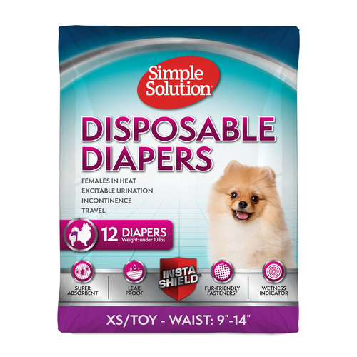 Simple Solution Disposable Female Dog Diapers - Toy/XS (12 count)