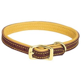 Deer Ridge Dog Collar, Leather/Deerskin, 1 x 21-In.