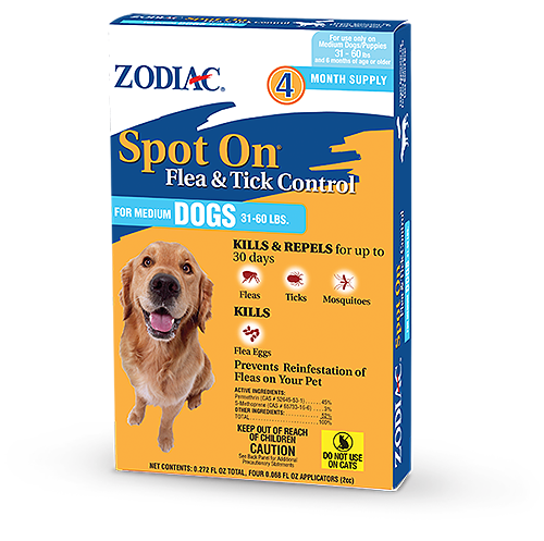 ZODIAC SPOT ON FLEA & TICK CONTROL FOR DOGS AND PUPPIES (31-60 lbs.)