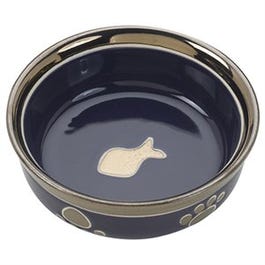 Cat Dish, Black Ceramic, 5-In.
