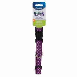 Adjustable Dog Collar, Pink/Purple Dots, 5/8 x 10-14 In.