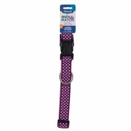Adjustable Dog Collar, Pink/Purple Dots, 1 x 16-26 In.