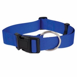 Adjustable Nylon Dog Collar, Blue, 1.5 x 20-30-In.