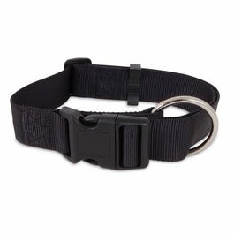 Adjustable Nylon Dog Collar, Black, 1.5 x 20-30-In.
