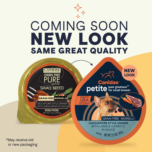 Canidae PURE Petite Grain Free, Limited Ingredient, Small Breed Wet Dog Food, Morsels Lamb and Carrots (3.5-oz, single cup)