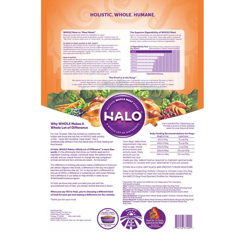 Halo Small Breed Holistic Chicken & Chicken Liver Recipe Dry Dog Food
