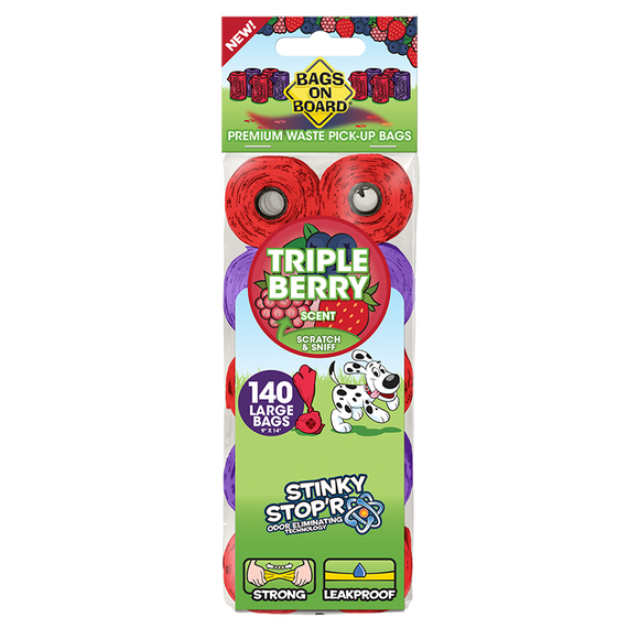 Bags on Board Triple Berry Scented Waste Pick-Up Bags (140 Bags)
