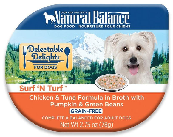 Natural Balance Delectable Delights Surf n Turf Grain Free Chicken and Tuna Formula in Broth with Pumpkin and Green Beans Wet Dog Food