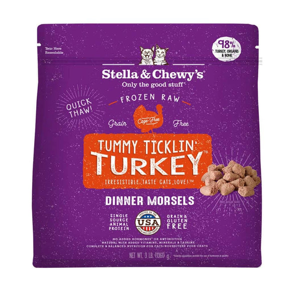 Stella & Chewy's Tummy Ticklin' Turkey Frozen Raw Dinner Morsels Cat Food (3-lb)
