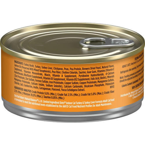 Natural Balance L.I.D. Limited Ingredient Diets Turkey & Turkey Liver Indoor Canned Cat Food