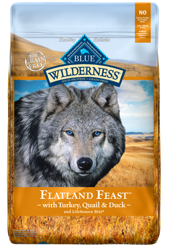 Blue Buffalo Wilderness Grain Free Flatland Feast Turkey, Quail, & Duck Recipe Natural Dry Dog Food