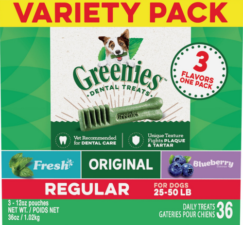 Greenies Regular Three Flavor Variety Pack Dental Dog Treats