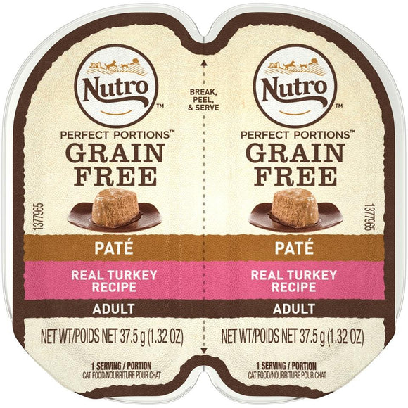 Nutro Perfect Portions Adult Grain Free Turkey Pate Wet Cat Food Trays