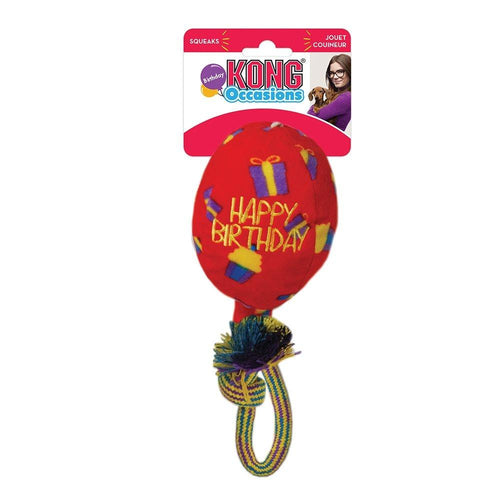 KONG Occasions Red Birthday Balloon Rope & Plush Dog Toy