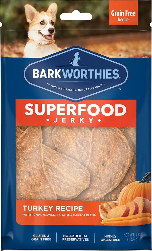 Barkworthies Turkey with Pumpkin, Sweet Potato & Carrot Superfood Jerky Dog Treats
