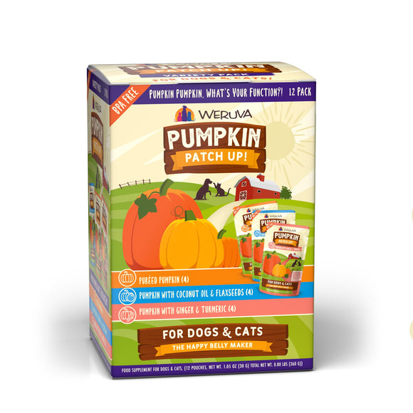 Weruva Pumpkin Patch Up!, Pumpkin Pumpkin, What's Your Function? Variety Pack for Dogs & Cats (2.8oz Pouch, Pack of 12)