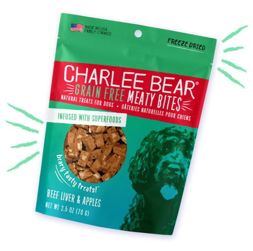 Charlee Bear Grain Free Meaty Bites Beef Liver & Apples (2.5oz)