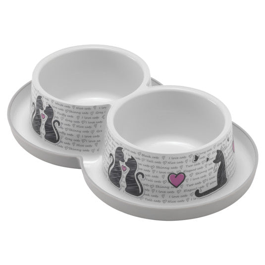 Moderna Double Trendy Dinner Small Cats in Love Bowls (2x 11.8 oz)