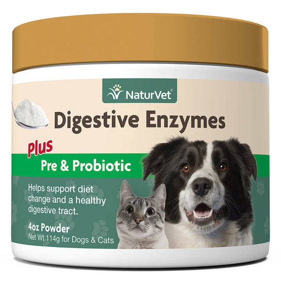 NaturVet Digestive Enzymes Powder with Prebiotics & Probiotics