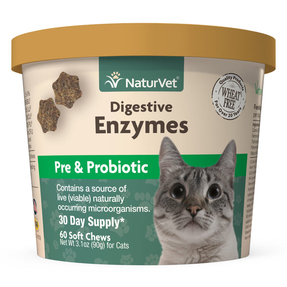 Digestive Enzymes Cat Soft Chews with Prebiotics & Probiotics (60 Ct)