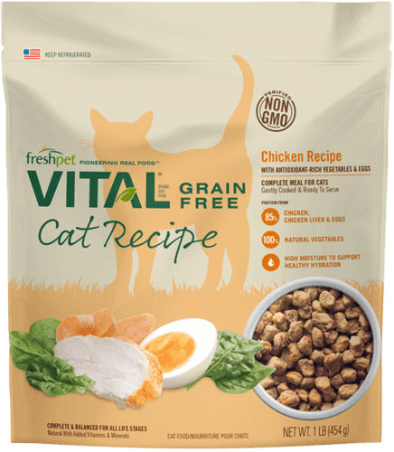 Freshpet Vital Grain Free Chicken Recipe with Antioxidant-Rich Vegetables & Eggs for Cats (1 Lb.)