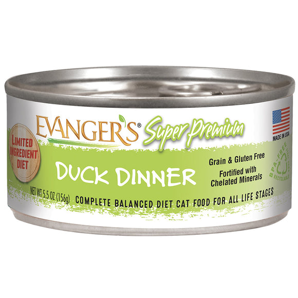 Evanger's Super Premium Duck Dinner For Cats (5.5 Oz & Pack of 24)