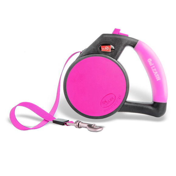 Wigzi Retractable Dog Leash - Gel Handle Pink Small