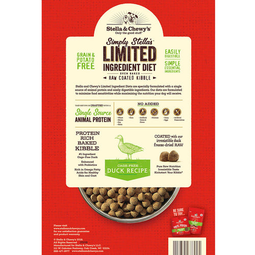 Stella & Chewy's Limited Ingredient Cage-Free Duck Raw Coated Kibble (22 lb)