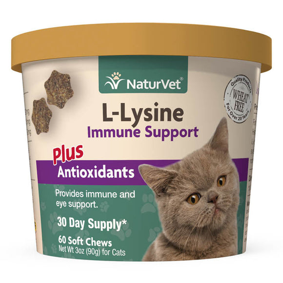 NaturVet L-Lysine – Immune Support For Cats (60 soft chews)