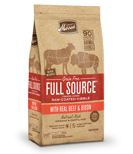 Merrick Full Source Grain Free Raw-Coated Kibble with Real Beef & Bison Dry Dog Food (10 lbs)