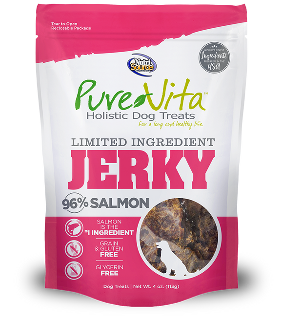 PureVita Limited Ingredient 96% Jerky Holistic Dog Treats Salmon