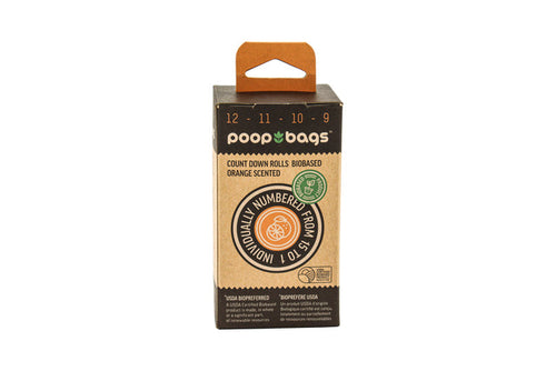 The Original Poop Bags Orange Scented Countdown Rolls® - Biobased Poop Bags Bundle (Count of 120)