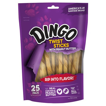 Dingo Twist Sticks With Peanut Butter Rawhide Chew