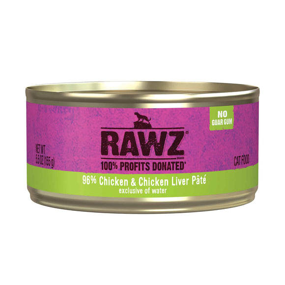 Rawz 96% Chicken & Chicken Liver Pate Cat Food (5.5 oz)