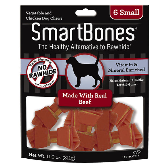 SmarthBones Beef Classic Bone Chews - Small (6 Count)