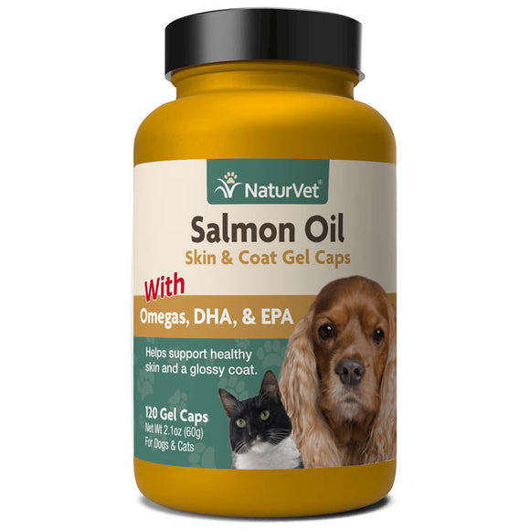 NaturVet Salmon Oil Skin & Coat Gel Caps (120 Gel Caps)