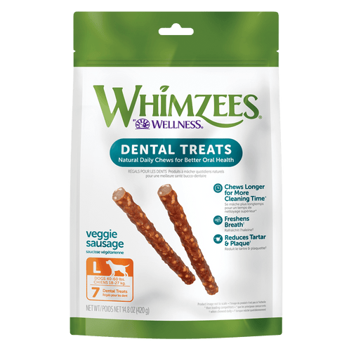 Whimzees Veggie Sausage Dental Chew Dog Treats (Large, Individual)