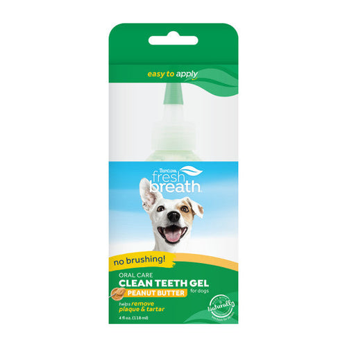 TropiClean Fresh Breath No Brushing Peanut Butter Flavor Clean Teeth Dental & Oral Care Gel for Dogs (2 oz)