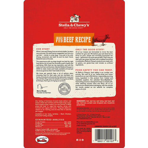 Stella & Chewy's Carnivore Crunch Grain Free Beef Recipe Freeze Dried Raw Dog Treats (3.25-oz)