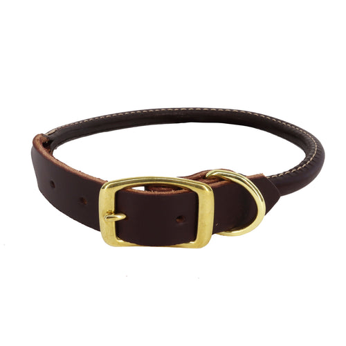 Coastal Pet Products Circle T Latigo Leather Round Dog Collar with Solid Brass Hardware (3/8 x 10)